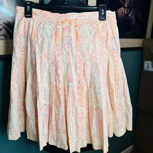Elie Tahari Soft Pink Paisley A-Line Pleated Skirt Size 8